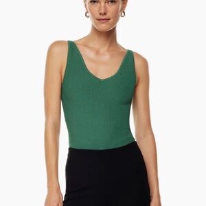 Babaton Green Ribbed Tank Top